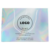 モダンビジネス ロゴと住所 ホログラフィック カスタム ラージペーパーバッグ (正面)