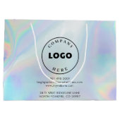 モダンビジネス ロゴと住所 ホログラフィック カスタム ラージペーパーバッグ (裏面)