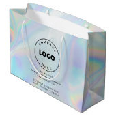 モダンビジネス ロゴと住所 ホログラフィック カスタム ラージペーパーバッグ (裏面アングル)