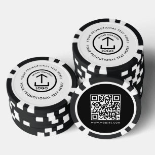 モダンビジネス ロゴ スキャン可QRコード 黒 白 ポーカーチップ