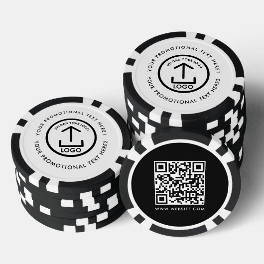 モダンビジネス ロゴ スキャン可QRコード 黒 白 ポーカーチップ (積み重ね)