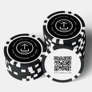 モダンビジネス ロゴ スキャン可QRコード 黒 白 ポーカーチップ