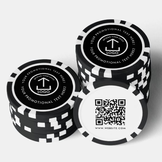 モダンビジネス ロゴ スキャン可QRコード 黒 白 ポーカーチップ (積み重ね)