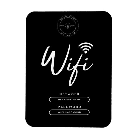 モダンビジネス ロゴ 黒と白のWifi情報  マグネット (縦)