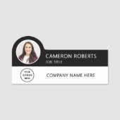 モダンビジネス ロゴ 黒 写真 マグネット 名札 (正面)