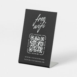 モダンビジネス Wifi ネットワークQRコード ブラック 台座サイン