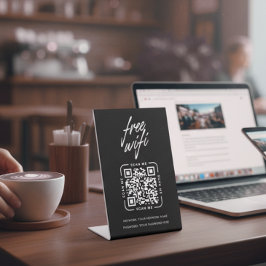 モダンビジネス Wifi ネットワークQRコード ブラック 台座サイン