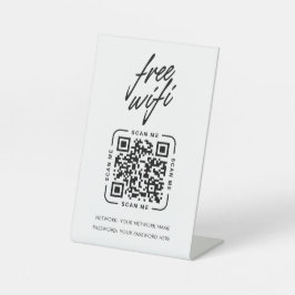 モダンビジネス Wifi ネットワークQRコード ブラック 台座サイン