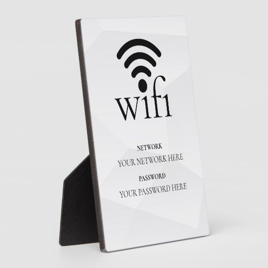 モダンビジネスWiFiネットワークとパスワード ブラック フォトプラーク (側面)