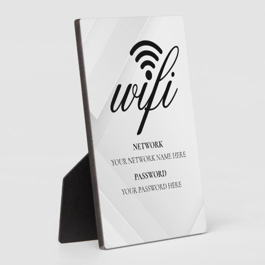 モダンビジネスWiFiネットワークとパスワード ブラック フォトプラーク (側面)