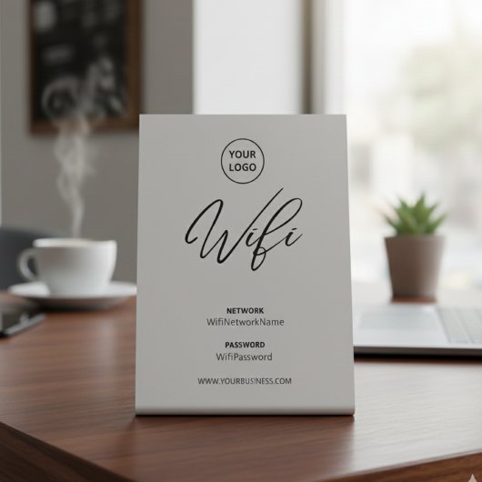 モダンビジネスWiFiパスワードウェルカム 台座サイン