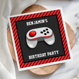 モダンビデオゲームの誕生日パーティー用紙 スタンダードカクテルナプキン