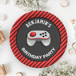 モダンビデオゲーム誕生日パーティー ペーパープレート
