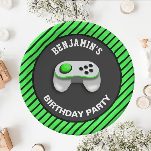 モダンビデオゲーム誕生日パーティー ペーパープレート