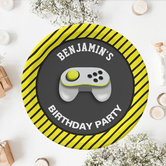 モダンビデオゲーム誕生日パーティー ペーパープレート