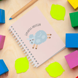 モダンビューティ パステルピンク 羊と子供の名前 ノートブック