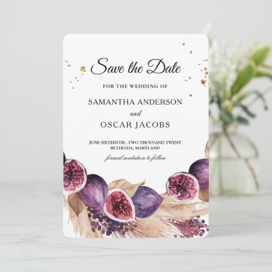 モダンビューティ パープルイチジク&パンパス&ゴールドドロップス セーブザデート (スタンド正面)