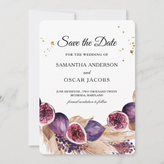 モダンビューティ パープルイチジク&パンパス&ゴールドドロップス セーブザデート (正面)