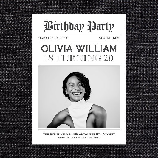 モダンビンテージ写真 誕生日 招待状