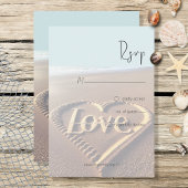 モダンビーチとハートスタイル結婚の 出欠カード