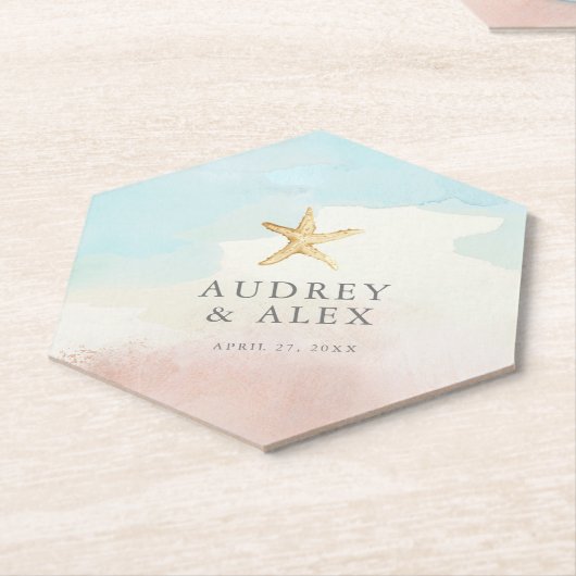 モダンビーチをテーマに結婚したコースター ペーパーコースター