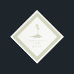 モダンビーチアイランド結婚のナプキンス – グリーン スタンダードカクテルナプキン<br><div class="desc">紙のナプキンは、2本のヤシの木を持つ島のイラストレーションを特徴としている。文字のパーソナライズ、縁ど文字、イラストレーションは薄緑。Jill's Paperieでマッチング招待状やその他のコーディネート項目を探す。</div>