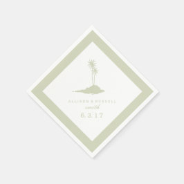 モダンビーチアイランド結婚のナプキンス – グリーン スタンダードカクテルナプキン