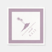 モダンビーチアイランド結婚のナプキンス – Violet スタンダードカクテルナプキン (正面)