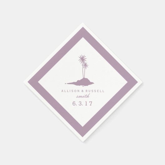モダンビーチアイランド結婚のナプキンス – Violet スタンダードカクテルナプキン (角)