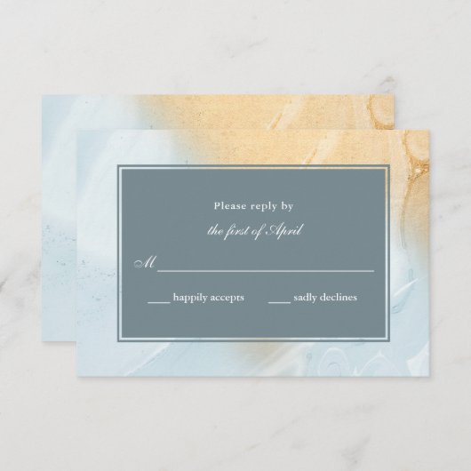 モダンビーチサンドと海結婚の返信 出欠カード (正面/裏面)