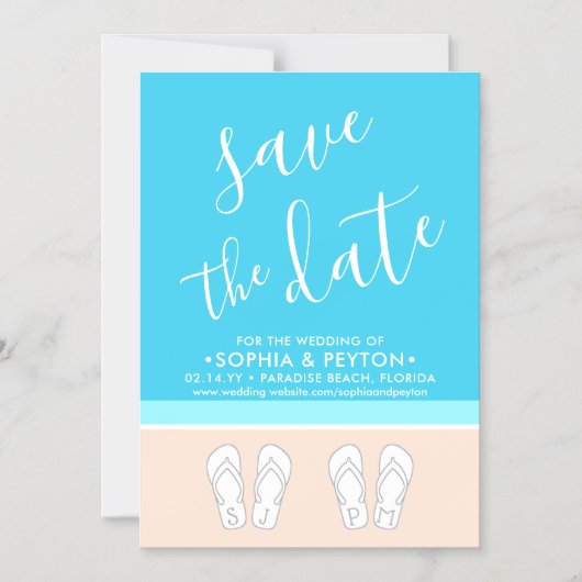 モダンビーチシンプルユニークの結婚式の日付を保存 マグネット招待状 (正面)