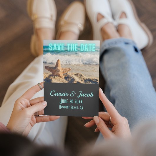 モダンビーチシーン日付の垂直カードを保存