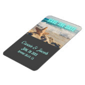 モダンビーチシーン日付を垂直に保存 マグネット (左側)