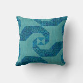 モダンビーチティール(緑がかった色)ターコイズ波模様と木材 クッション (裏面)