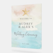 モダンビーチテーマの結婚セレモニー アクリルサイン (傾斜)