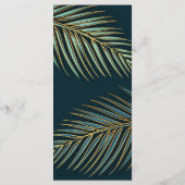 モダンビーチパーム金ゴールドティール（緑がかった色）トロピカル結婚ズ メニュー (裏面)