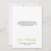 モダンビーチパーム金ゴールドブルーティール（緑がかった色）トロピカル結婚ズ サンキューカード (裏面)