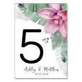 モダンビーチフローラトロピカル結婚ズ テーブルナンバー (裏面)