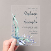 モダンビーチブルーウォーター結婚カラー アクリル招待状 (インサイチュ (ポータブル))