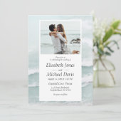 モダンビーチブルー海ウェーブサマーフォト結婚ズ 招待状 (スタンド正面)