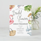 モダンビーチプールパーティーサマーブライダルシャワー 招待状 (スタンド正面)