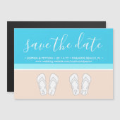 モダンビーチユニークモノグラム結婚式日付を保存 マグネット招待状 (正面/裏面)