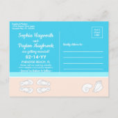 モダンビーチユニークモノグラム結婚式日付を保存 案内ポストカード (裏面)