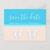 モダンビーチユニークモノグラム結婚式日付を保存 案内ポストカード (正面)