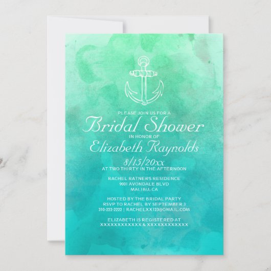 モダンビーチ先ブライダルシャワー招待状 招待状 (正面)