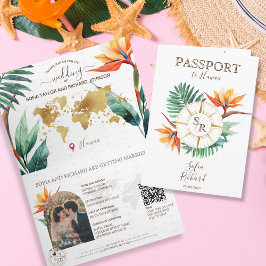 モダンビーチ先結婚式パスポートQRコード 招待状