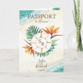 モダンビーチ先結婚式パスポートQRコード 招待状 (正面)