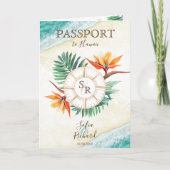 モダンビーチ先結婚式パスポートQRコード 招待状 (正面)