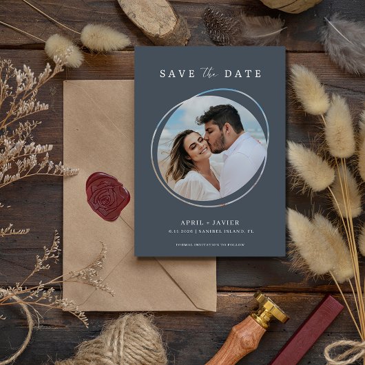 モダンビーチ写真ウェディング日付の保存 セーブザデート