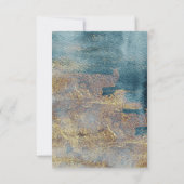 モダンビーチ抽象芸術ティール（緑がかった色）と金ゴールド日付の保存 セーブザデート (裏面)